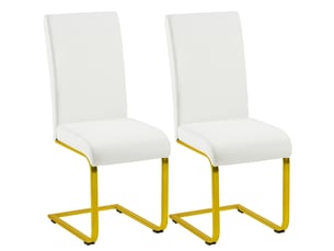 Chaise Rembourrée Simili Blanc – Lot de 2