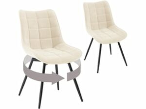 Chaise Pivotante en Velours Beige – Lot de 2