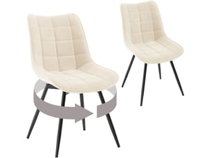 Chaise Pivotante en Velours Beige – Lot de 2