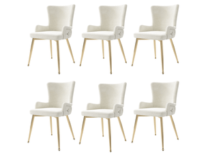 Chaise Velours Beige Pieds Dorés – Lot de 6