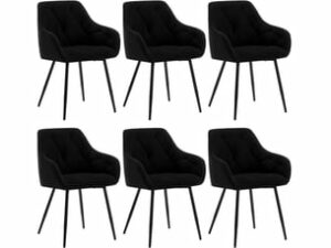 Chaise Velours Noir – Lot de 6