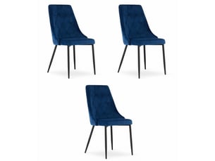Chaise Velours Bleu Marine – Lot de 3