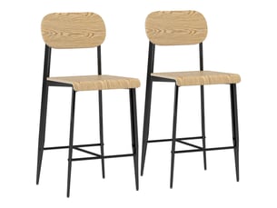 Tabouret Design en Bois Clair – Lot de 2