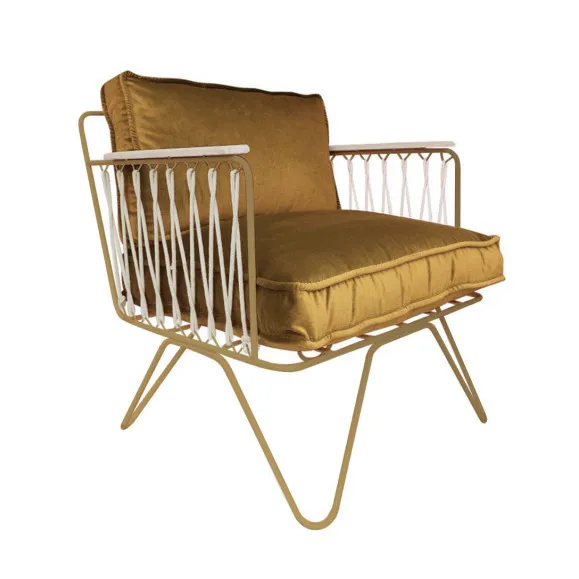 Fauteuil Croisette en Velours Doré