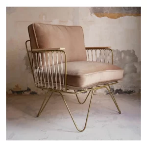 Fauteuil Croisette en Velours Doré