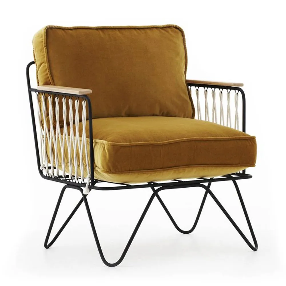 Fauteuil Croisette en Velours Noir