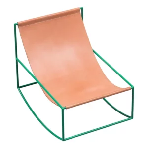 Fauteuil Rocking Chair en Cuir Marron