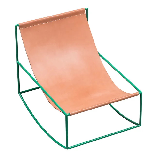 Fauteuil Rocking Chair en Cuir Marron