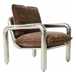 Fauteuil Chrome Lounge en Velours Bleu