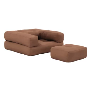 Pouf Cube en Tissu Beige