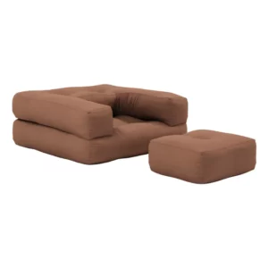 Pouf Cube en Tissu Beige