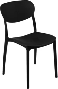 Chaise Empilable Plasta en Plastique Noir – Lot de 5