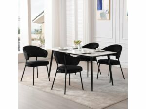 Lot de 4 chaises salle à manger,chaise de cuisine,rembourrée en velours,pieds en métal,noir.