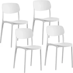 Chaise Empilable en Plastique Beige – Lot de 4