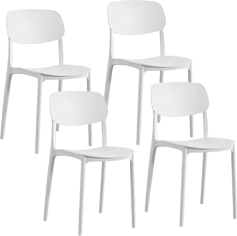 Chaise Empilable en Plastique Beige – Lot de 4