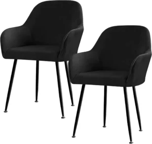 Chaise Scandinave Élastique en Tissu Noir – Lot de 2