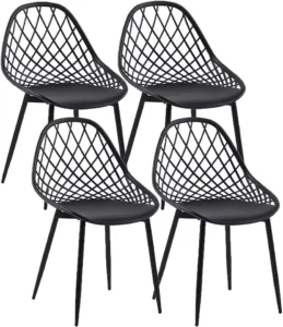 Chaise Scandinave en Tissu Noir – Lot de 4