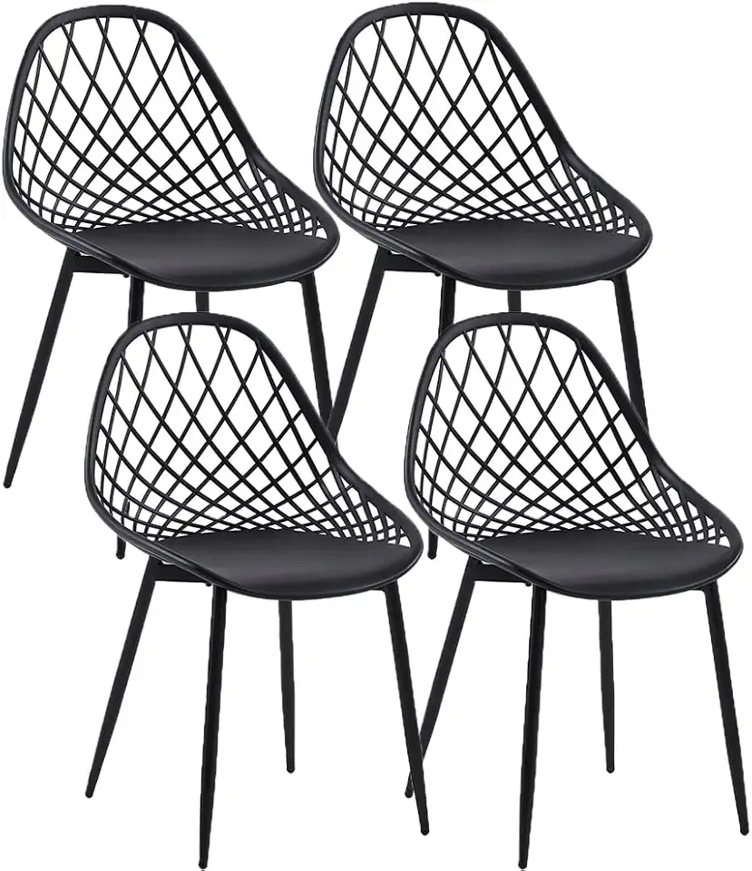 Chaise Scandinave en Tissu Noir – Lot de 4