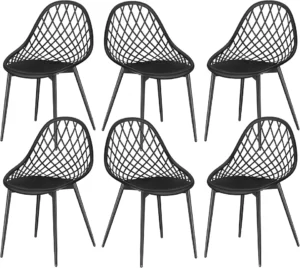 Chaise Jardin en Métal Noir – Lot de 6