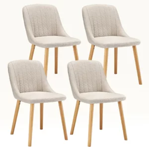 Chaise Beige en Tissu – Lot de 4
