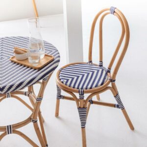 Chaise ELYNNE en Rotin Bleu – Lot de 2