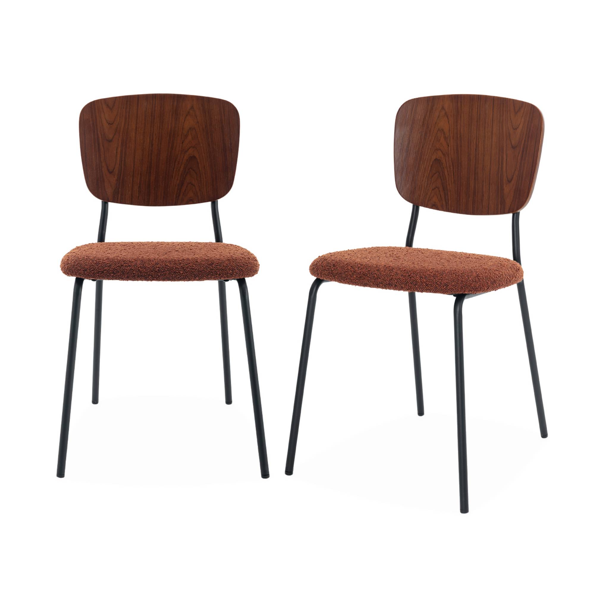 Chaise Emy en Bouclette Noir – Lot de 2