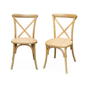 Chaise Vintage en Rotin – Lot de 2 Bois