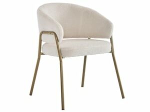 Chaise Velours Blanc Pieds Dorés – Lot de 1