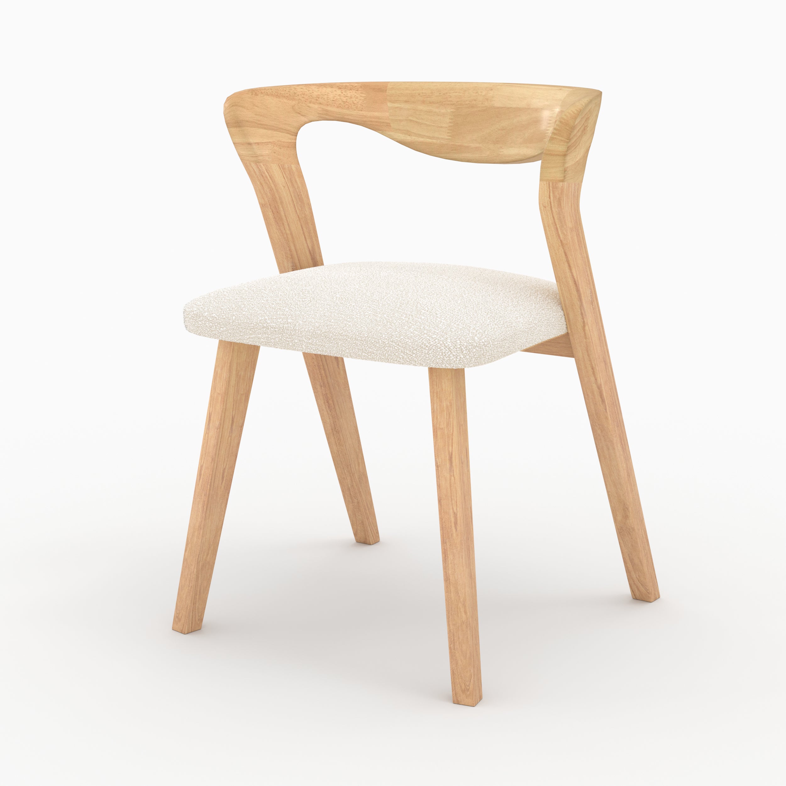 Chaise Vega en Tissu Bouclé Crème