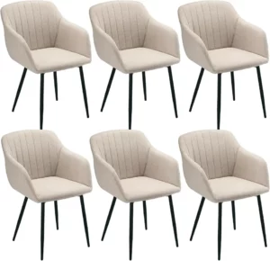 Chaise Beige en Tissu – Lot de 6