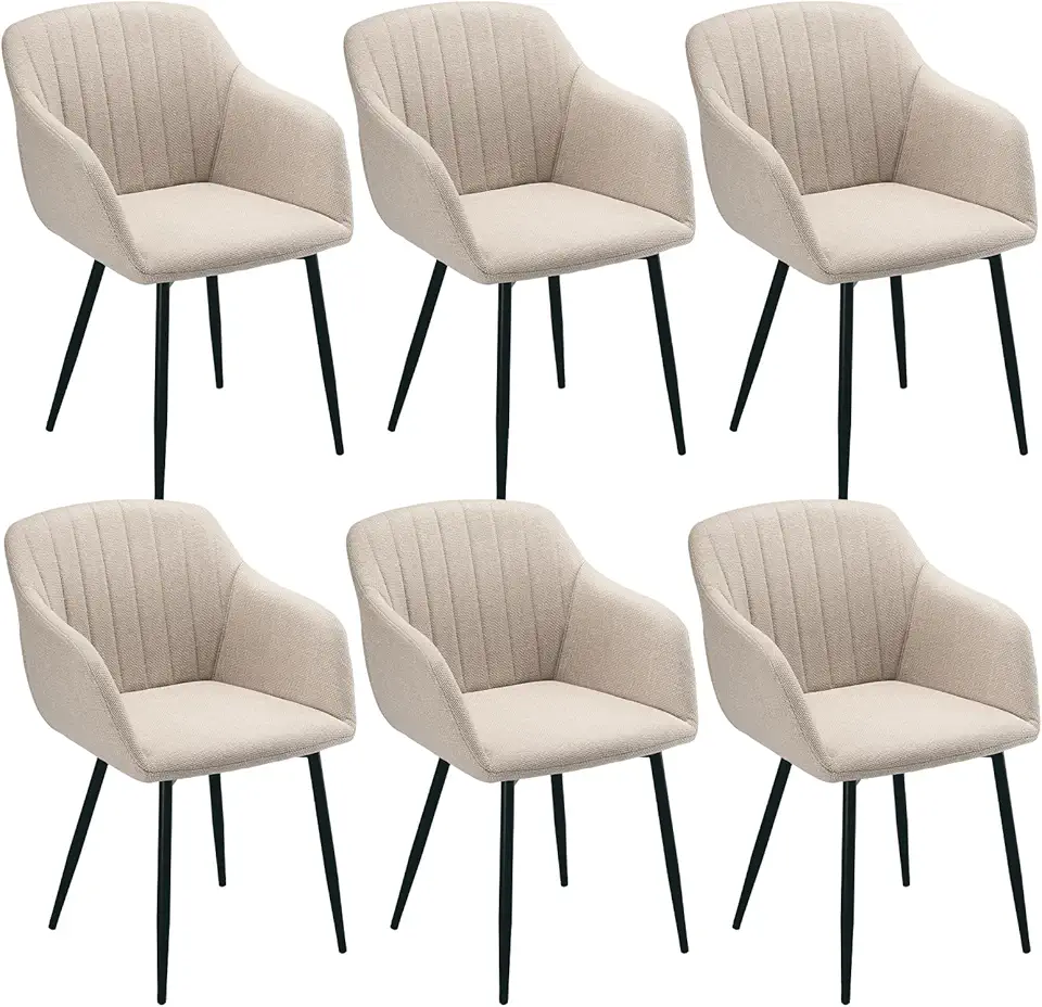 Chaise Beige en Tissu – Lot de 6