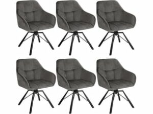 Chaise Scandinave en Velours Gris – Lot de 6
