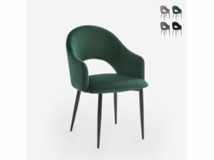 Chaise Moderne en Velours Vert Foncé