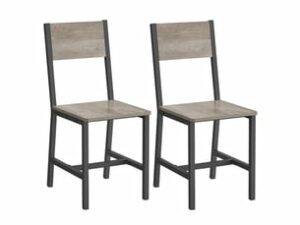 Chaise Industrielle en Bois Gris – Lot de 2