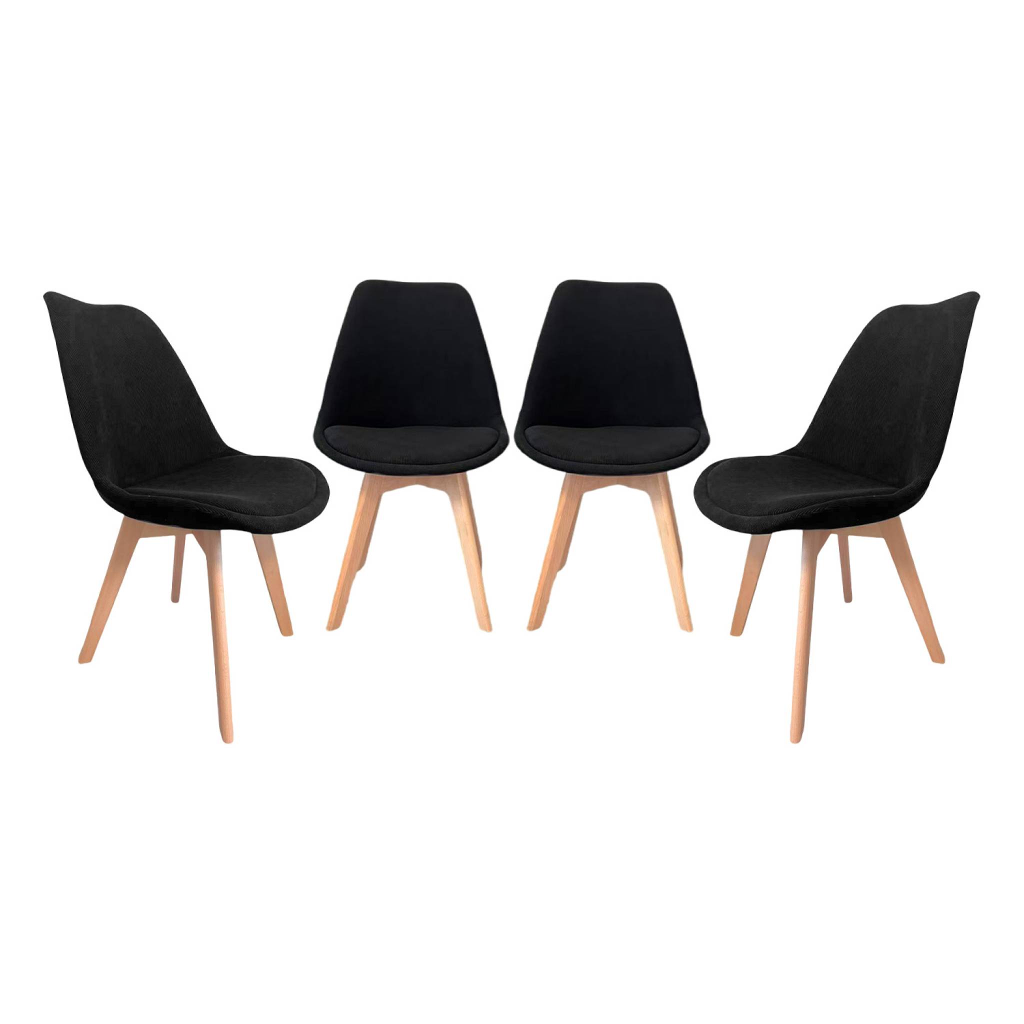 Chaise Scandinave en Velours Beige – Lot de 4