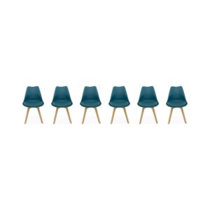 Chaise Scandinave en Tissu Multicolore – Lot de 6