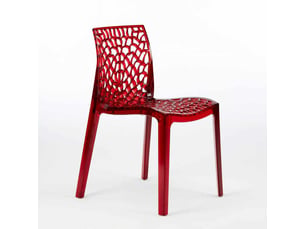 Chaise Empilable Nid d’Abeille en Plastique Rouge