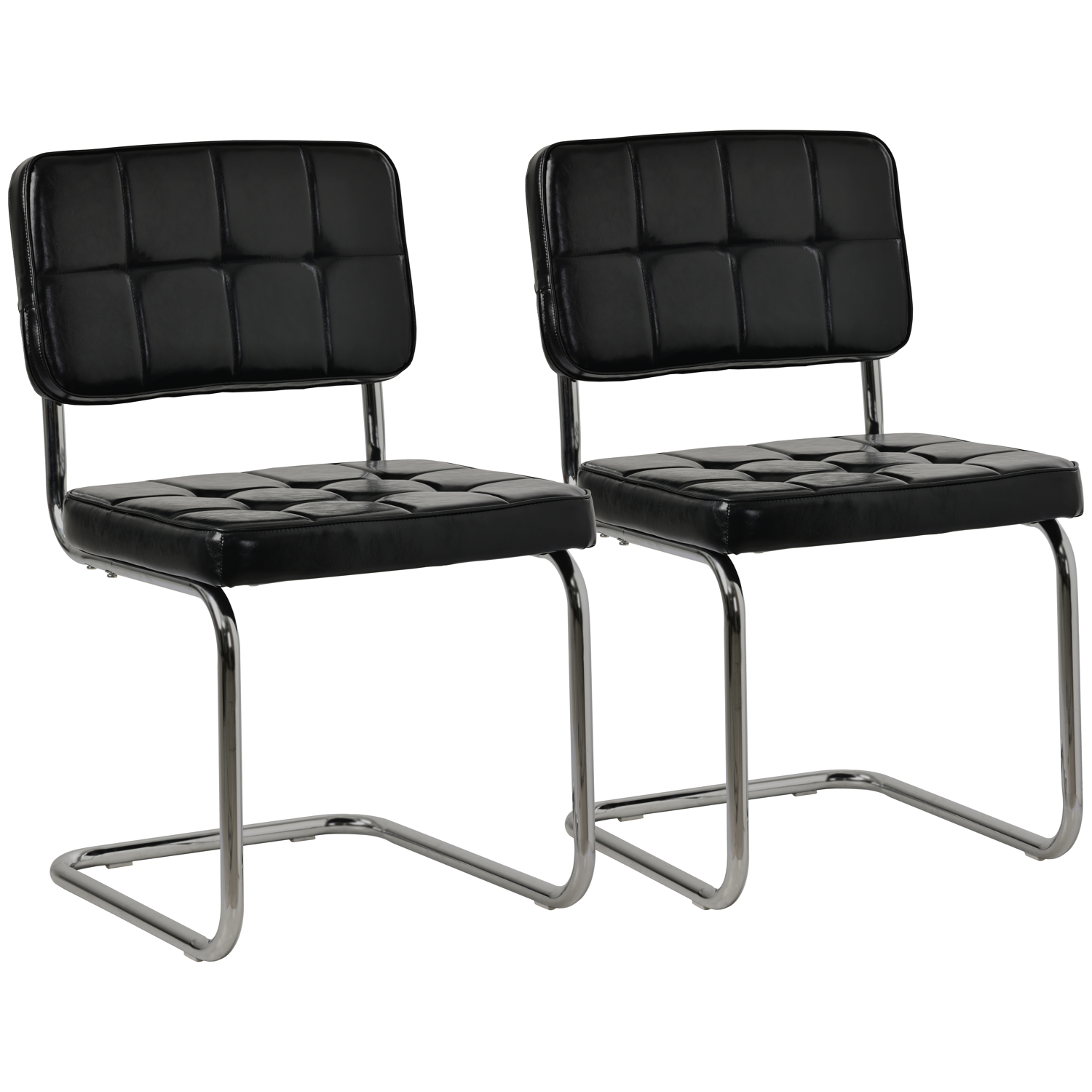 Chaise Maria en Cuir Gris – Lot de 2