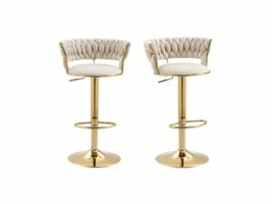 Tabouret Velours Ivoire – Lot de 2