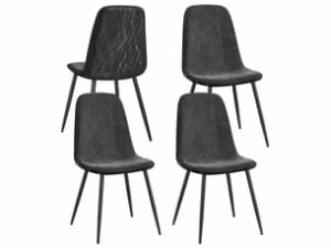 Chaise Chenille Gris – Lot de 4