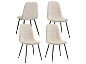 Chaise Chenille Blanc – Lot de 4