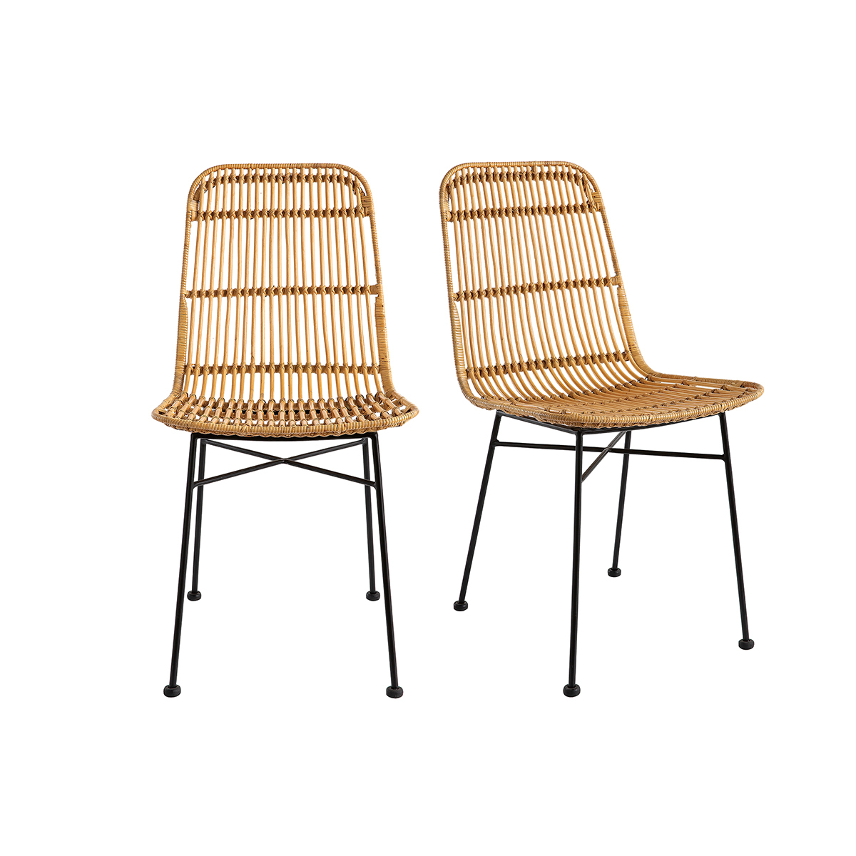 Chaise Malacca en Rotin Noir – Lot de 2