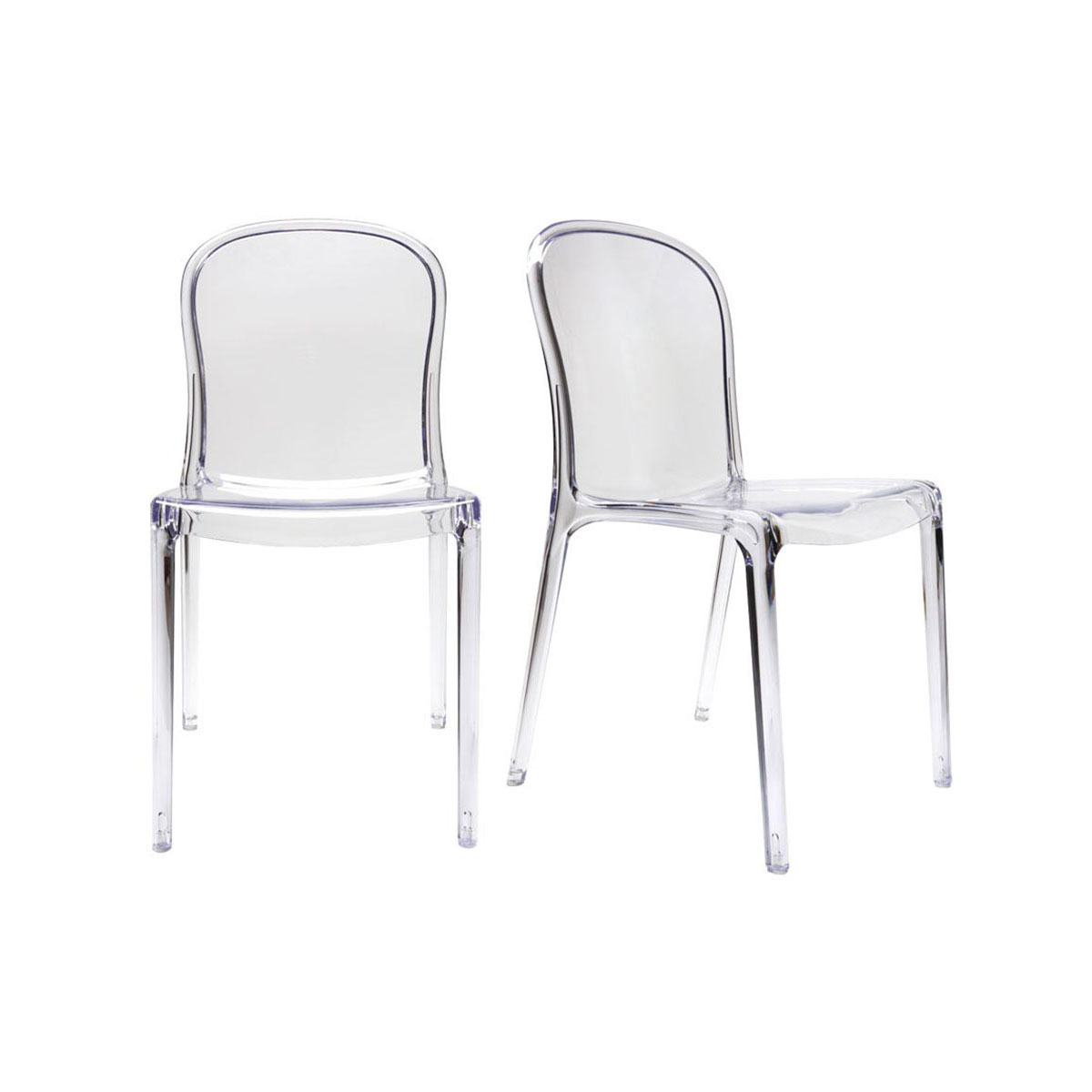 Chaise Empilable Transparente en Tissu – Lot de 2