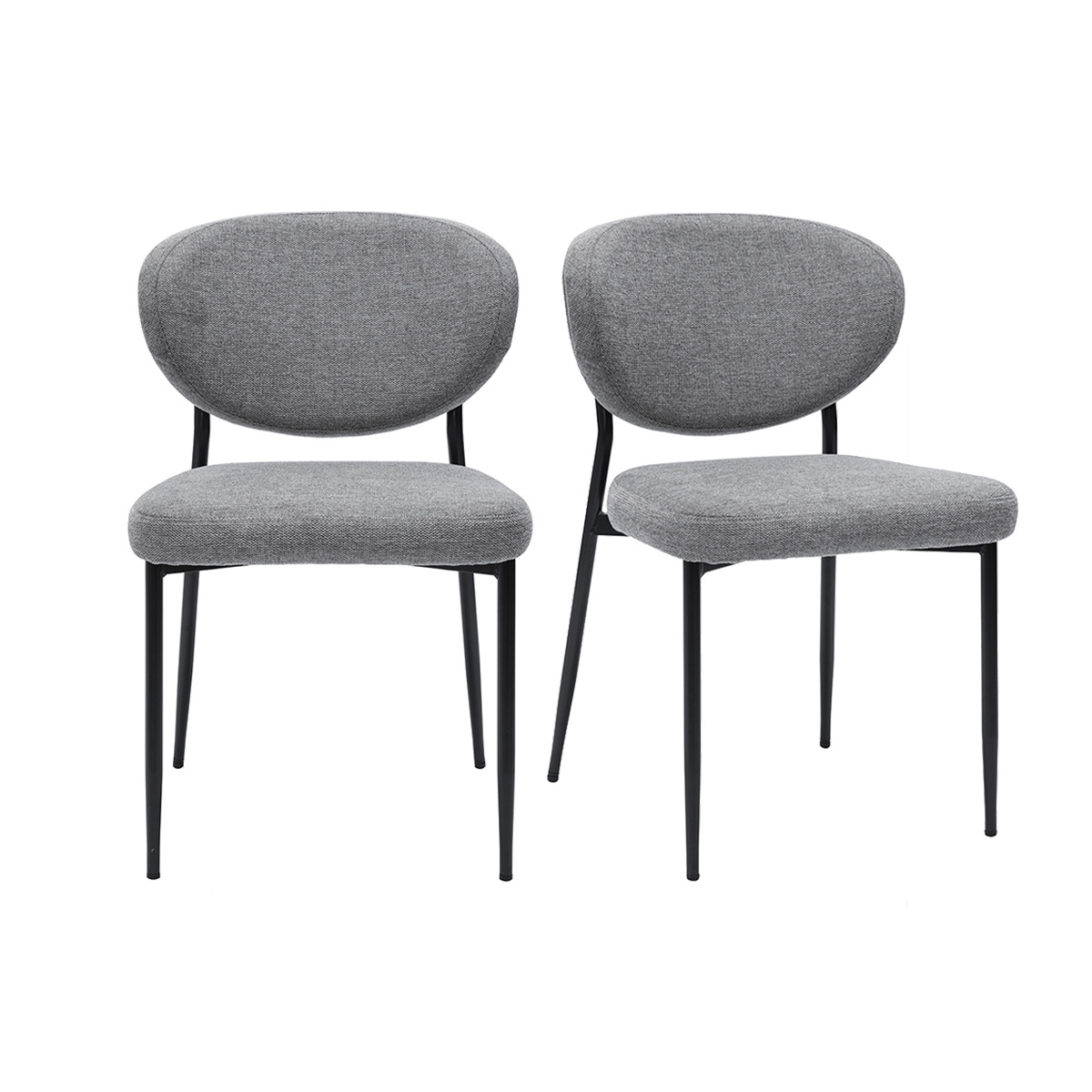 Chaise Velours Terre Brûlée en Métal Noir – Lot de 2