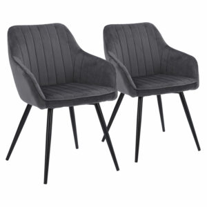 Chaise Bertille en Velours Noir – Lot de 2