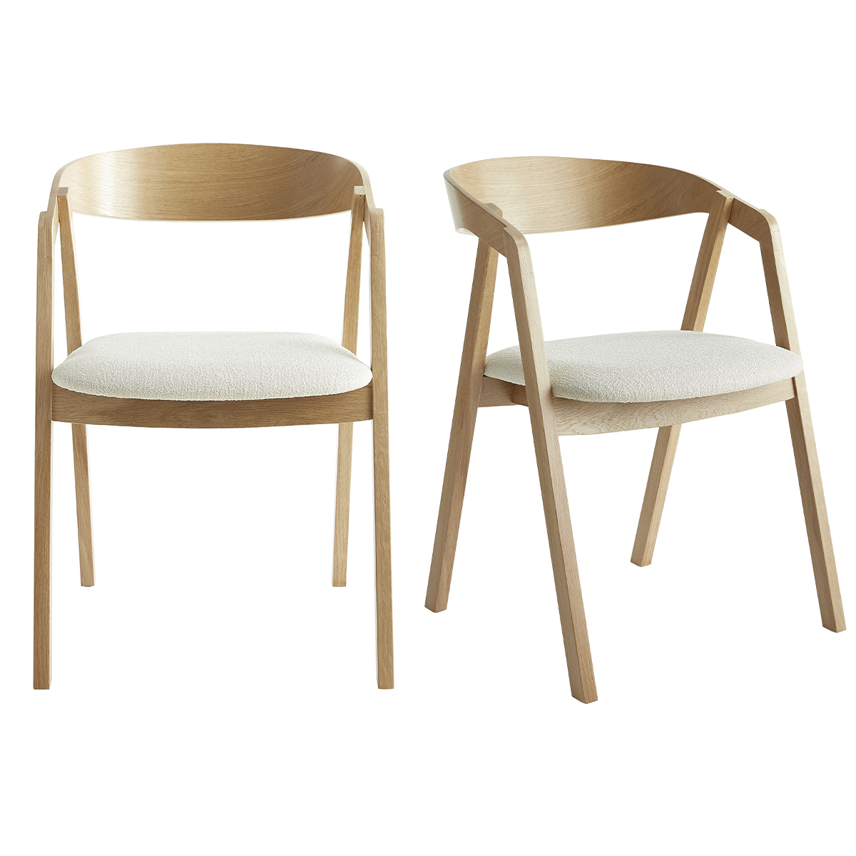 Chaise LOVA en Tissu Beige – Lot de 2