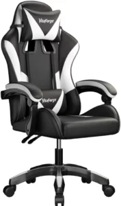 Fauteuil Gaming Ergonomique en Simili Noir et Blanc