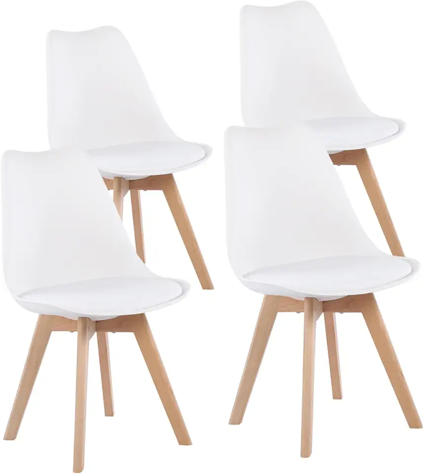 Chaise Scandinave en Plastique Blanc – Lot de 4