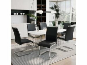 Chaise Ergonomique en Simili Noir – Lot de 6