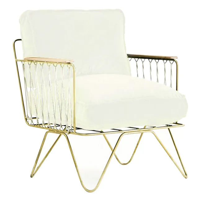 Fauteuil Croisette en Tissu Doré